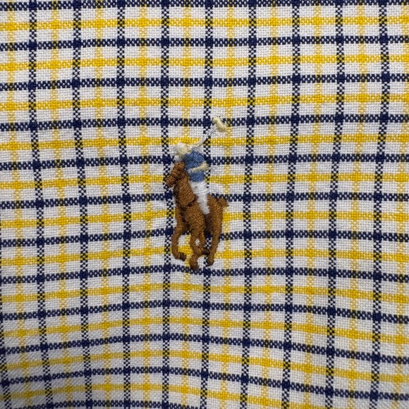 Ralph Lauren Plaid Button Down Shirt Classic Fit Long Sleeve Yellow Men's Size M - Picture 5 of 8